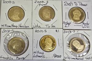 lot 27 image: Presidential Dollar Proof Clad from the years 2009,2010 & 2013