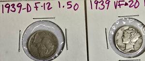 lot 28 image: Mercury Dimes from 1939