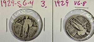lot 37 image: Two Standing Liberty Quarters minted in 1929.