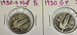 lot 38 image: Two Standing Liberty Quarters minted in 1930s