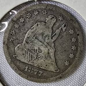 lot 43 image: 1877 Seated Liberty Quarter.