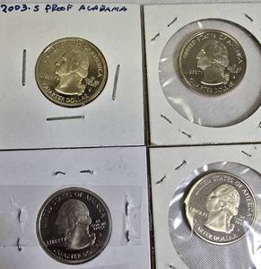 lot 51 image: Proof clad Washington Quarters from the years 2003,2005 & 2007 from the S mint