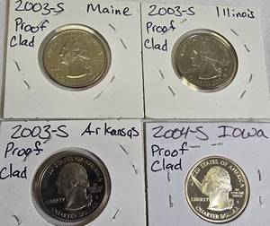 lot 53 image: Proof clad Washington Quarters from the years 2003 -2004   from the S mint