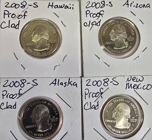 lot 56 image: Proof clad Washington Quarters from the year 2008 from the S mint