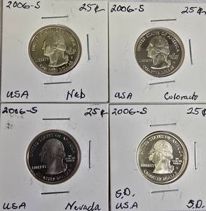 lot 57 image: Proof clad Washington Quarters from the year 2006 from the S mint