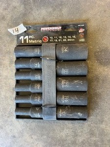 lot 14 image: PowerBuilt - 11pc Metric Deep Impact Socket Set