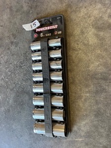 lot 15 image: PowerBuilt - 8pc SAE 12in Drive Deep Socket Set