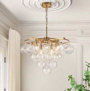 lot 41 image: GoYeel 8 -Light Gold Metal Chandelier
