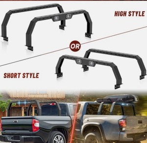 lot 66 image: Bed Rack Overland Racks Truck Cargo Carrier with 2  LED Light Bar - Toyota TacomaTundra - Jeep Gladiator