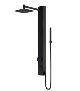 lot 49 image: VIGO Orchid, 39 in. H x 4 in. W, 2-Jet High Pressure Shower Panel System with 8 in. Square Rainfall Showerhead, Matte Black