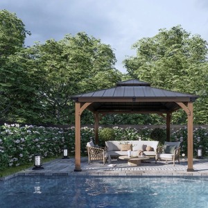 ABC - 11’ X 11’ Hardtop Double Roof Wood Framed Gazebo