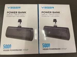 lot 19 image: Trol - VEGER VO556P 5000mAh Power Bank - 20W PD Output Portable Charger (Lot of 2)