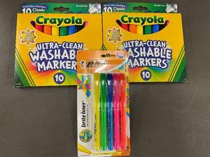 lot 23 image: Crayola Ultra-Clean Washable Markers 10-Count (2-Pack) & BIC Brite Liner Highlighters 5-Pack