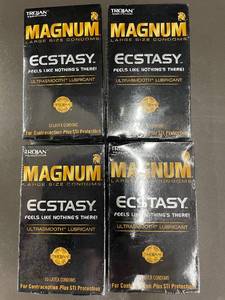 lot 183 image: Lot of 4 Trojan Magnum Ecstasy Large Size Condoms 10ct Each