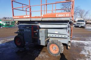 lot 19 image: 2007 Sky Jack Model SJ 8841RT Rough Terrain Dual Fuel 4 x 4 Scissors Lift