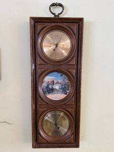 lot 10 image: Springfield Weather Station - Thermometer, Barometer & Humidity in Wood Frame