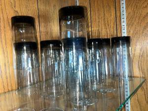 lot 83 image: Highball Glass Tumblers with Black Lids - 12-Pack