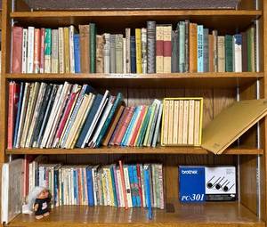 lot 142 image: Assorted Vintage Books on Wooden Shelf - Hardcover & Paperback Collection - Bookcase not Inc