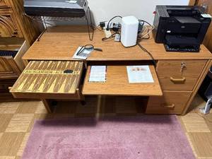 lot 156 image: Woodgrain Desk 59W x 24D x 29H - Desk Only