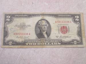 lot 117 image: (CNTR) 1953 Red Seal $2 Bill...
