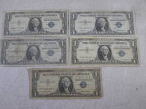 lot 118 image: (CNTR) 5 - 1957 Silver Certificate ...
