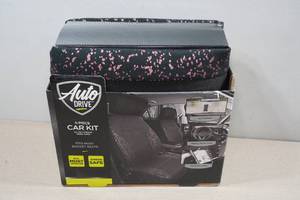 lot 261 image: Auto Drive 5-Piece Car Kit - Seat Covers, Air Freshener, Steering Wheel Cover