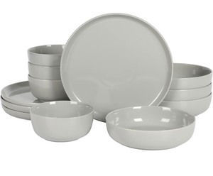 lot 72 image: Gibson Home Oslo 12 Piece Dinnerware Set - Gray