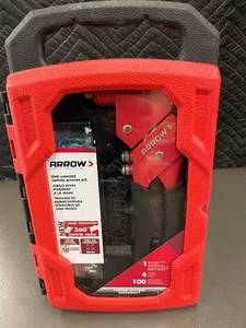 ARROW One-Hand Rivet Kit with 360° Swivel Head in Red Case - 100 Rivets, 4 Drill Bits