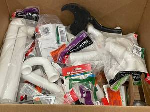 PVC Plumbing Fittings Assortment - White PVC Elbows Tees and Connectors