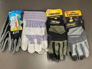 Firm Grip General Purpose Work Gloves - XL & L (Lot of 4)
