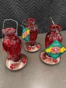 Perky-Pet Vintage Hummingbird Feeder - Red Glass (Set of 3)