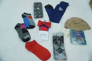 lot 144 image: NEW Socks, Wig Cap, Bow Tie & Pocket Square, Nylons