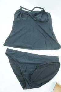 lot 166 image: Black Athleta 38DD tankini (underwire shelf bra) Athleta size L black bikini bottom