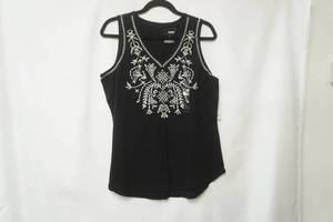 lot 224 image: NWT Sonoma Size L BlackBeige Embroidered Tank