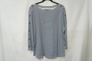 lot 239 image: Croft & Barrow Size 2XL Navy BlueWhite Striped Blouse