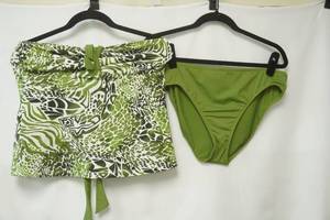 lot 271 image: Leilani green animal print 2-Piece Tankini Swimsuit. Halter Top. (no size, L)