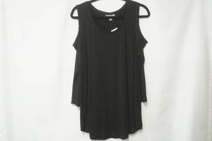 lot 289 image: NWT JM Collection Long Sleeve Open Shoulder Black Blouse