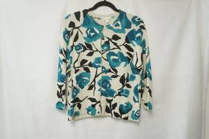 lot 306 image: Charter Club Size L TealBlackBeige Floral Cardigan