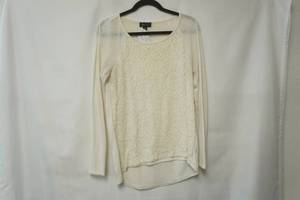 lot 315 image: AB Studio Size M Long Sleeve Ivory KnitLace Blouse