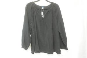 lot 340 image: NWT Old Navy Size XL Black Cotton Long Sleeve Blouse
