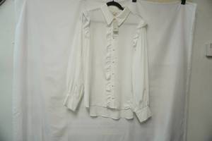 lot 409 image: River Island White Button-Up Long Sleeve Blouse. Size 14