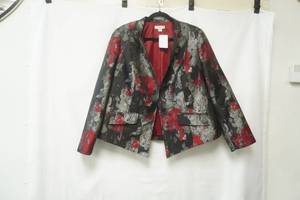 lot 438 image: Coldwater Creek Black RedGrey Floral Blazer. Size 18W