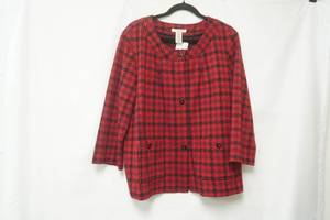 lot 441 image: Covington Woman RedBlack Houndstooth Cardigan Blazer. Size 16-18W