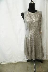 lot 489 image: NWT Rachel Roy Size 12 Dress. Silver