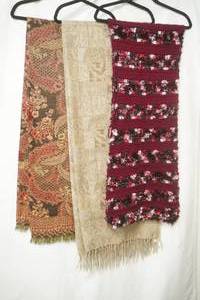 lot 893 image: scarves , maroon knitted, tan , multi colored