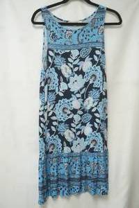 lot 744 image: Loft sleeveless blue print dress size mp