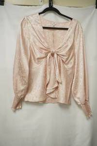 lot 795 image: NWT River Island Peach silky long sleeved blouse size 16