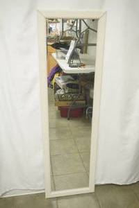 lot 897 image: Full length mirror white wood frame