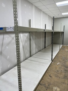 lot 9 image: Industrial Steel Warehouse Shelving Rack - Storage Unit #9 - CONTENTS NOT INCLUDED - Triple Unit with 2 Tiers