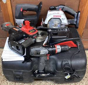 lot 61 image: Craftsman 19.2V Cordless Tool Set in Hard Case